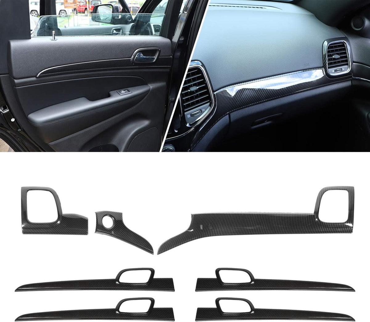 Dashboard Panel Trim & Door Handle Cover Kits Carbon Fiber Texture N705