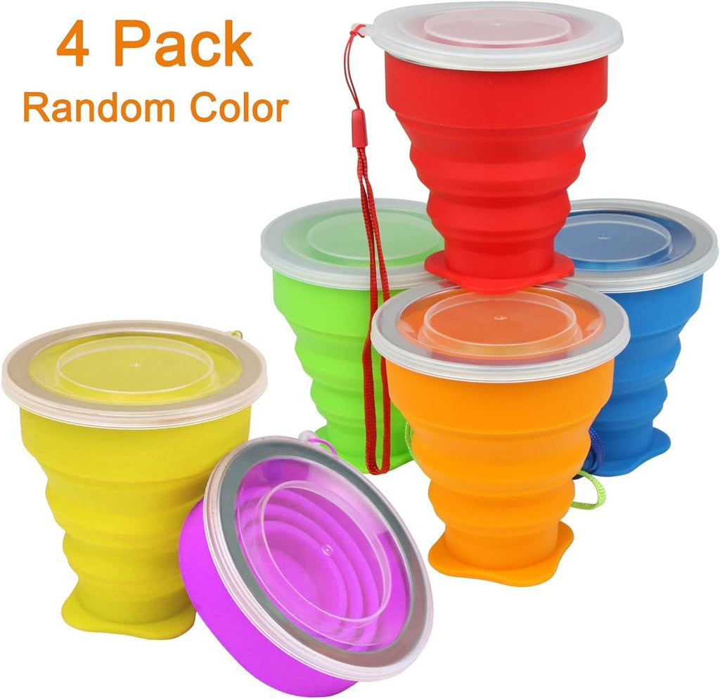4 Pack Silicone Collapsible Cup with Lid M609014