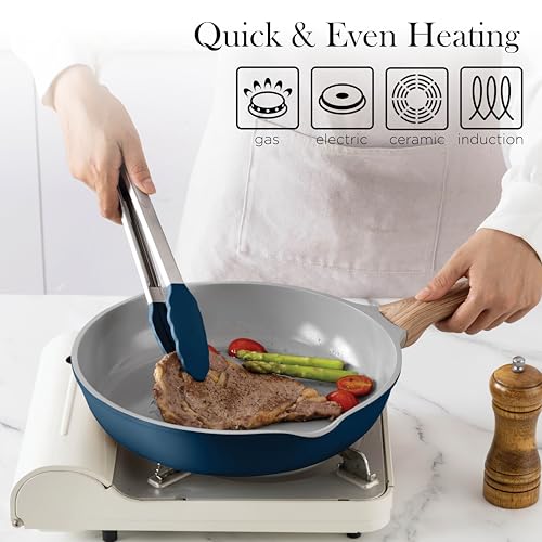 14 Pcs Nonstick Cast Aluminum Cookware Set with Utensils O18837