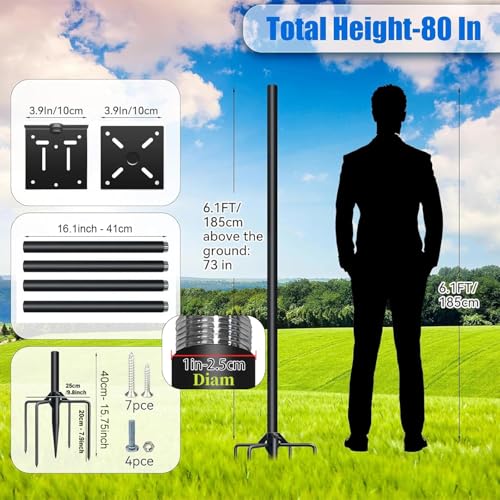 80In Bird House Pole, Heavy Duty with 5-Prong Base F448423