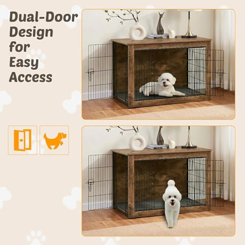 Rustic Brown Wooden Dog Crate 27" L×20" W×23" H J906