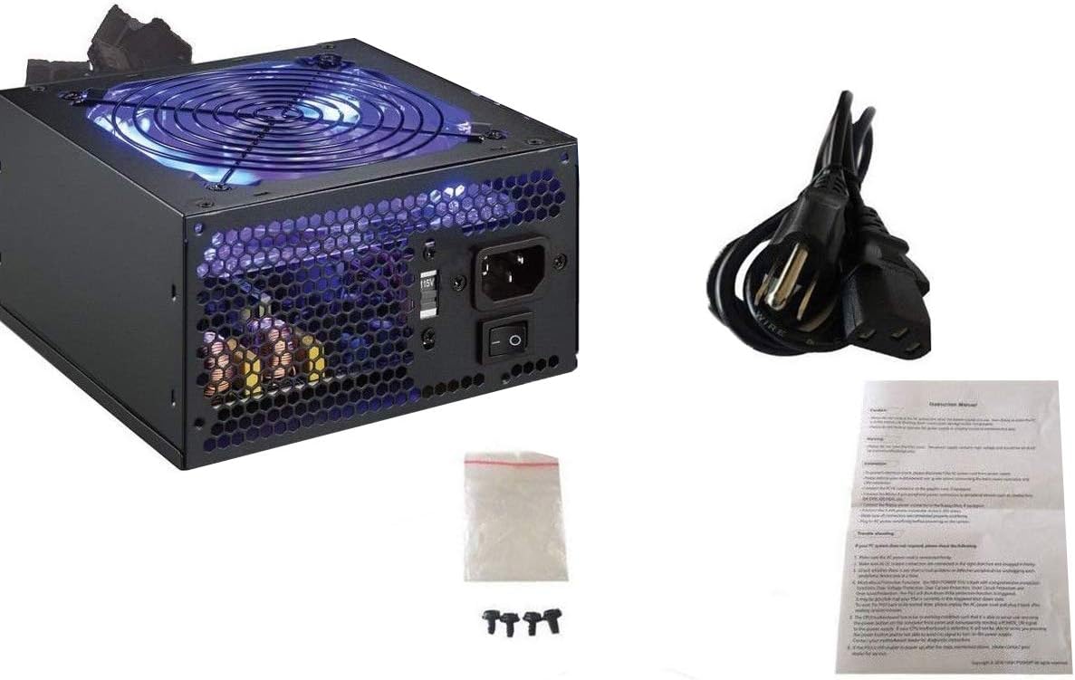 750 Watt Quiet Black ATX 12V 2.0 PSU with All Braided Sleeving Cables and PCIe Power Connector Power Supply V326360