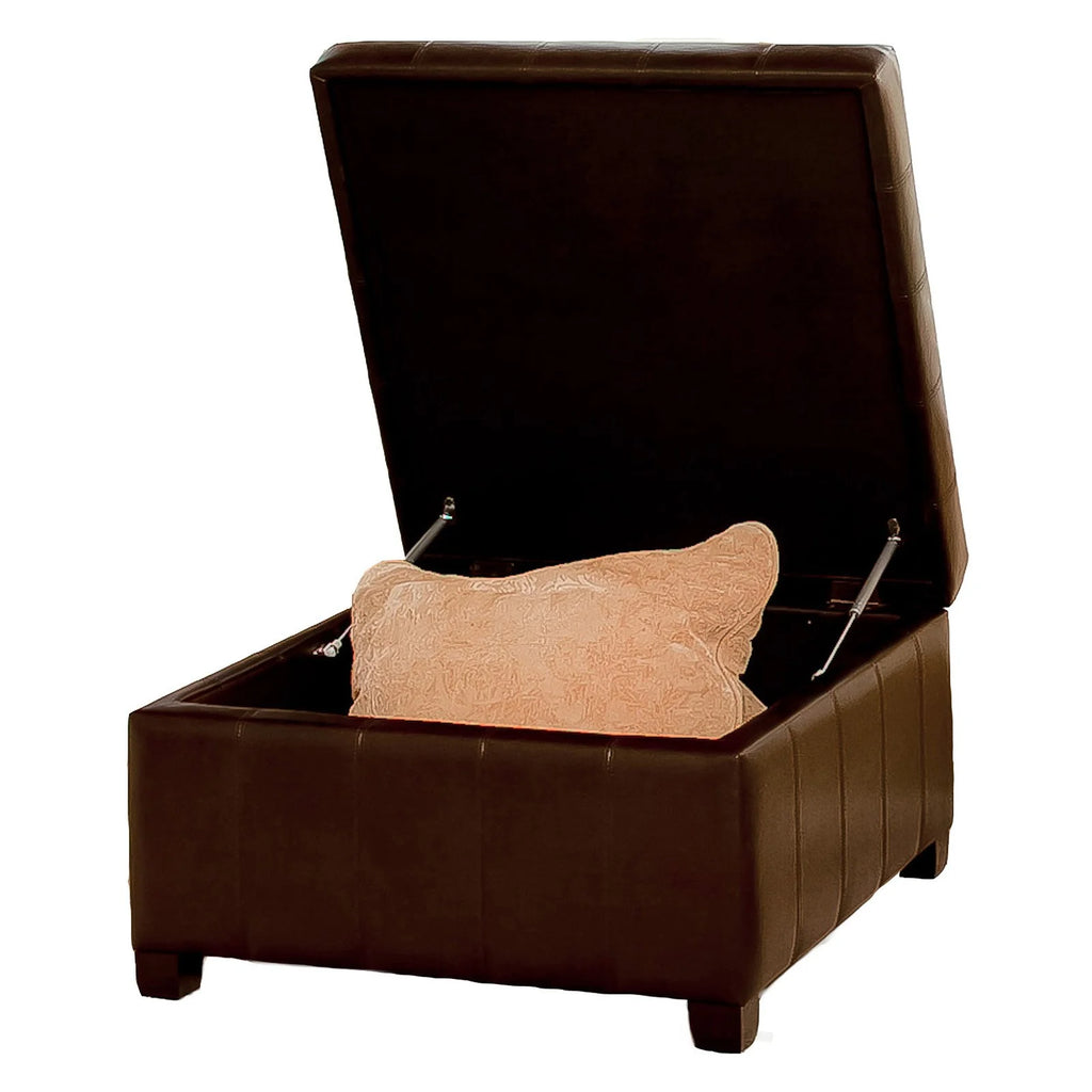 Tufted Leather Storage Ottoman T3550