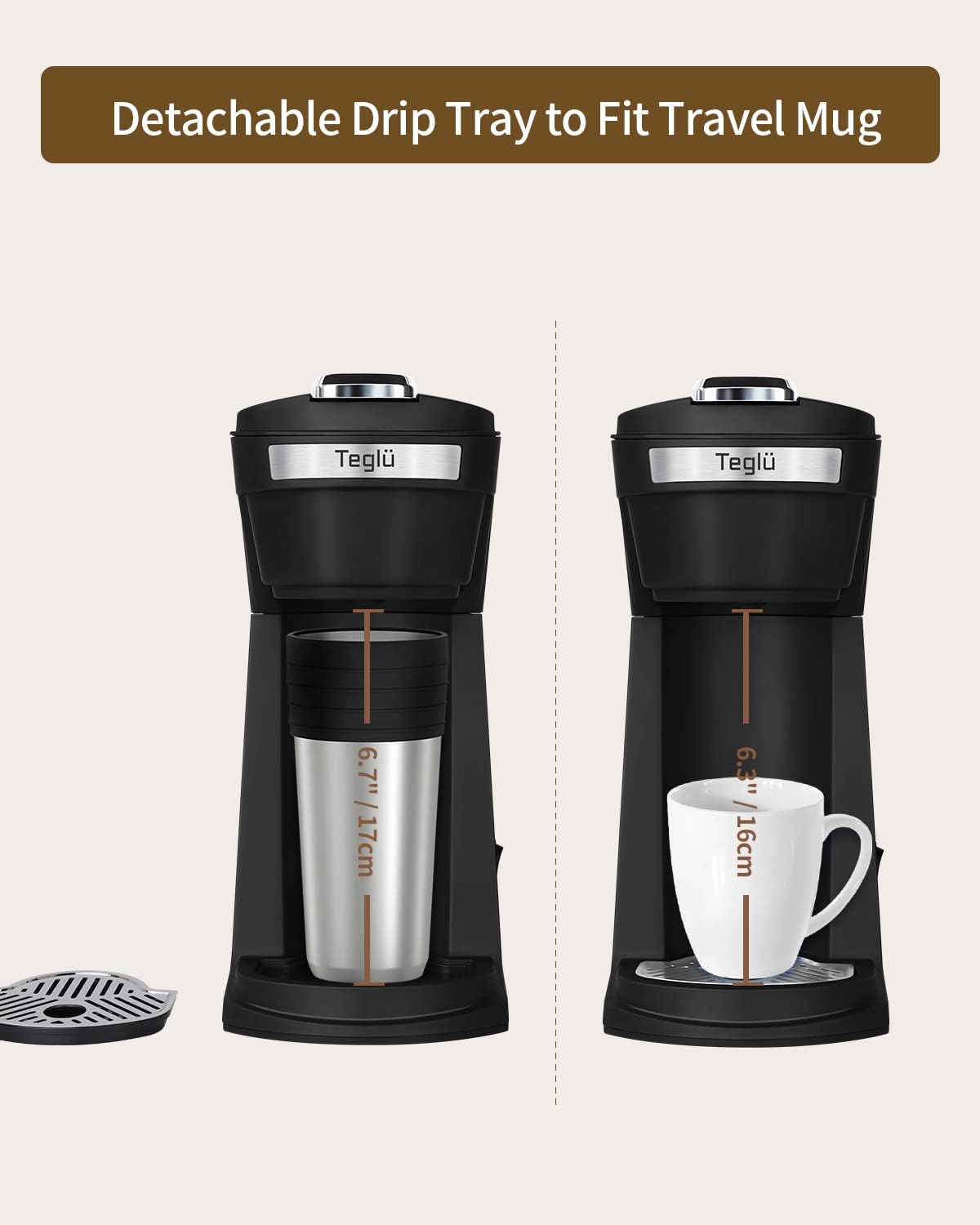 Single Serve Coffee Maker for K Cup Pods & Ground Coffee, Black G178556