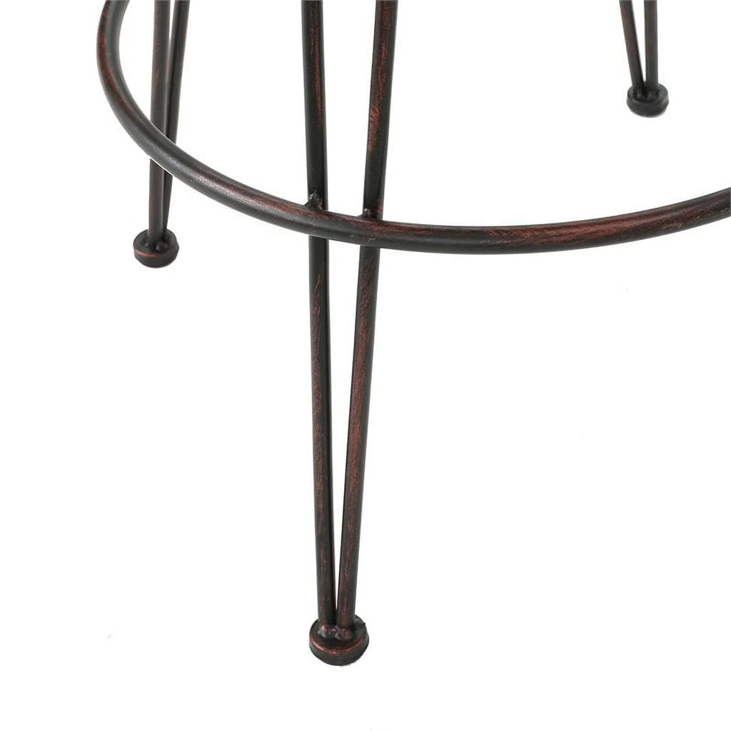 Wicker Barstool with Black Brush Copper Iron Frame Set of 2 E217