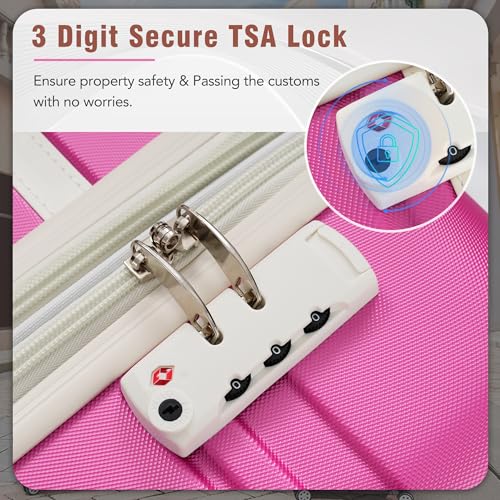 White 3 Piece Hard Shell Luggage Set with Spinner Wheels and TSA Lock A865