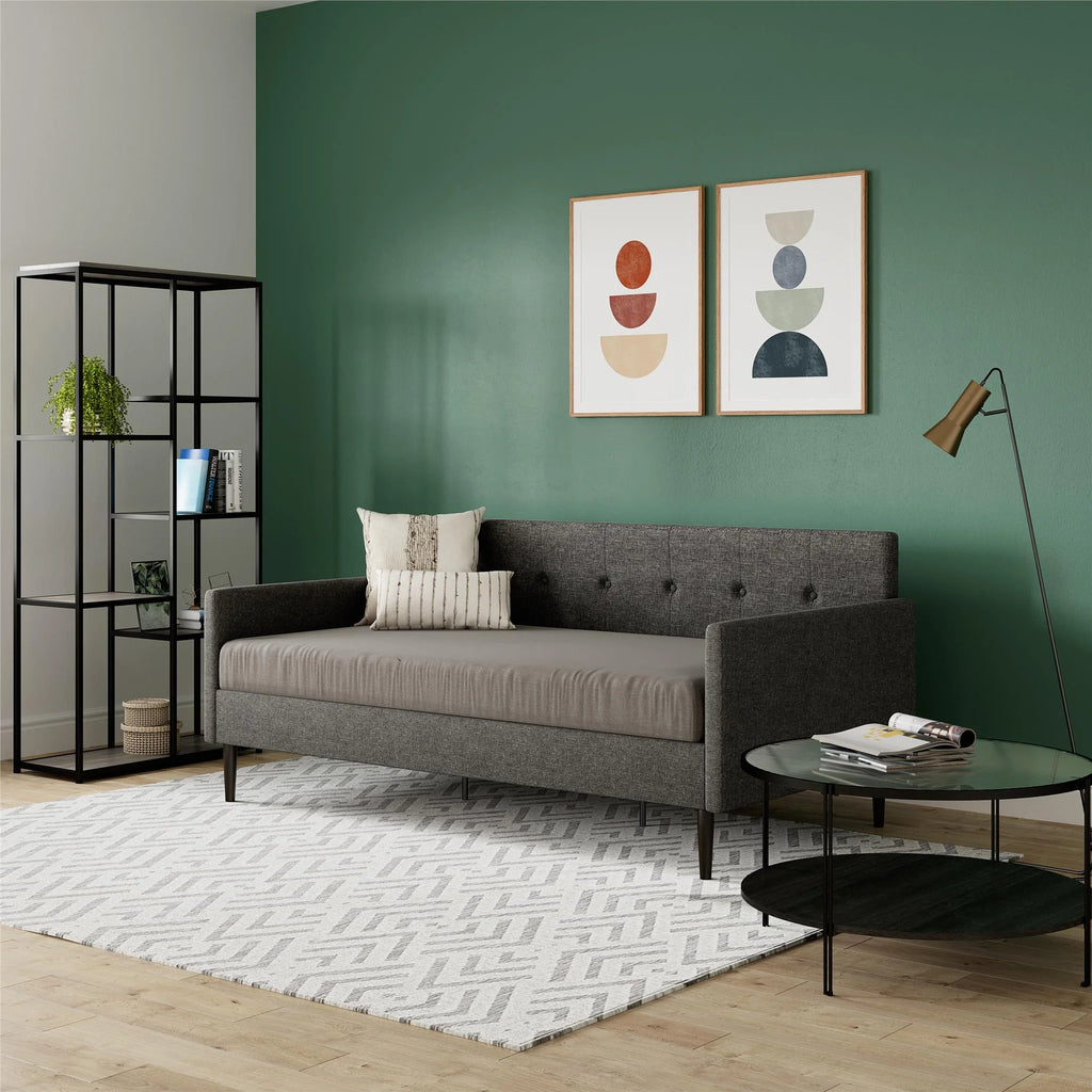 Gray Linen Twin Size Upholstered Daybed D15216