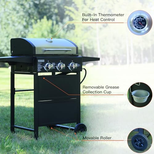 3 Burner Propane Gas Grill with Thermometer Y432