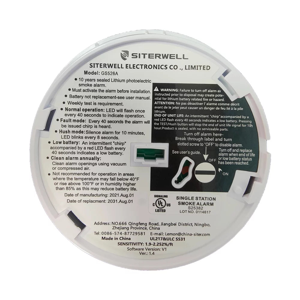 6 Pack Smoke Detector with Photoelectric Sensor S374300