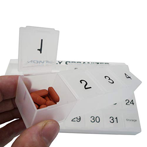 4 Week Monthly Pill Organizer with Tray and 8 Removable Compartments (Green) K22078