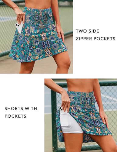 Tennis Skirt 20" Knee Length Golf Skort with Pockets High Waisted Athletic Sports Inner Shorts Skirts S93741