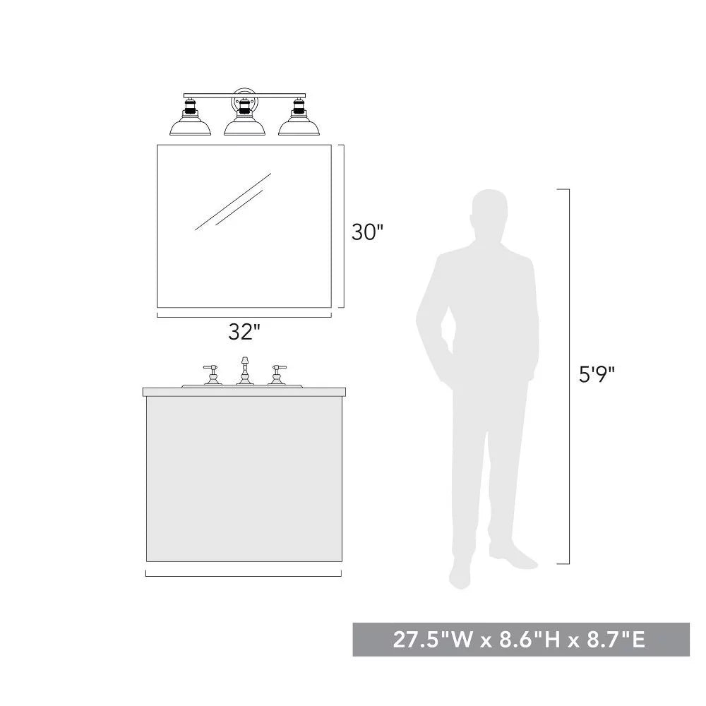 3-Light Metal Bath Vanity O766968