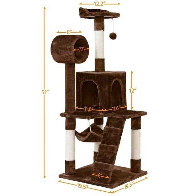 51-in Plush Multi-Cat Tree & Condo F606972