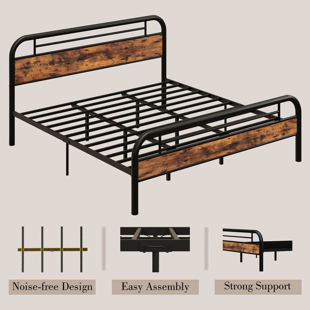 King Platform Bed Frame with Headboard T654
