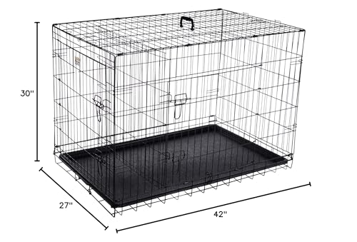 42-Inch Collapsible Dog Crate with Divider Wall Panel (Black) S60911