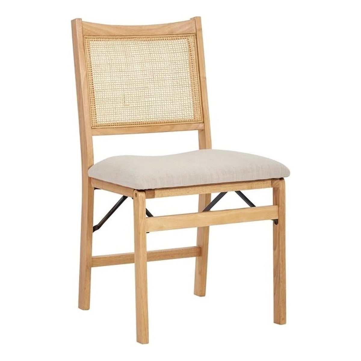 Natural Wood Folding Side Chair with Woven Cane Back U720