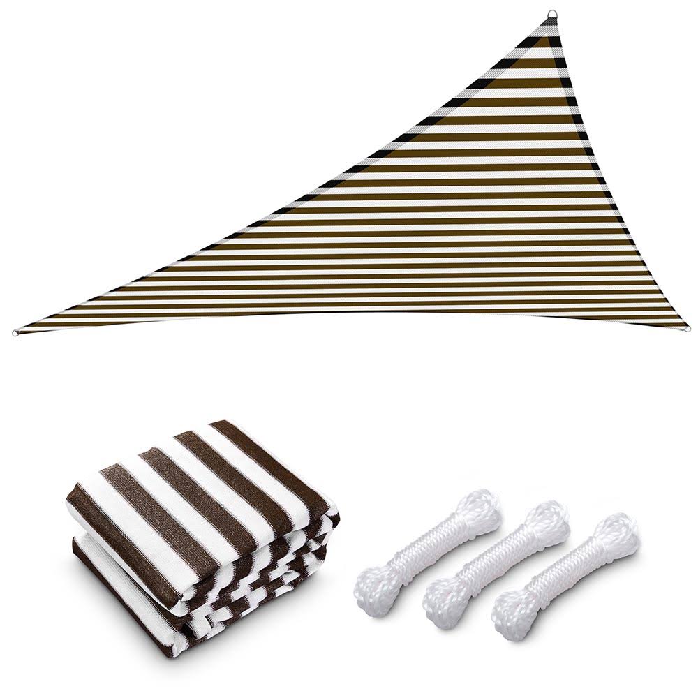 Brown White Triangle Sun Sail Shade Canopy H2119