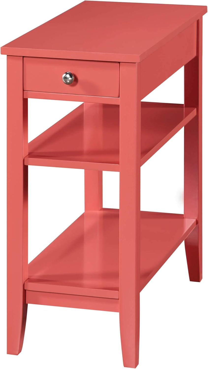 Black 1 Drawer End Table with Shelves A15828
