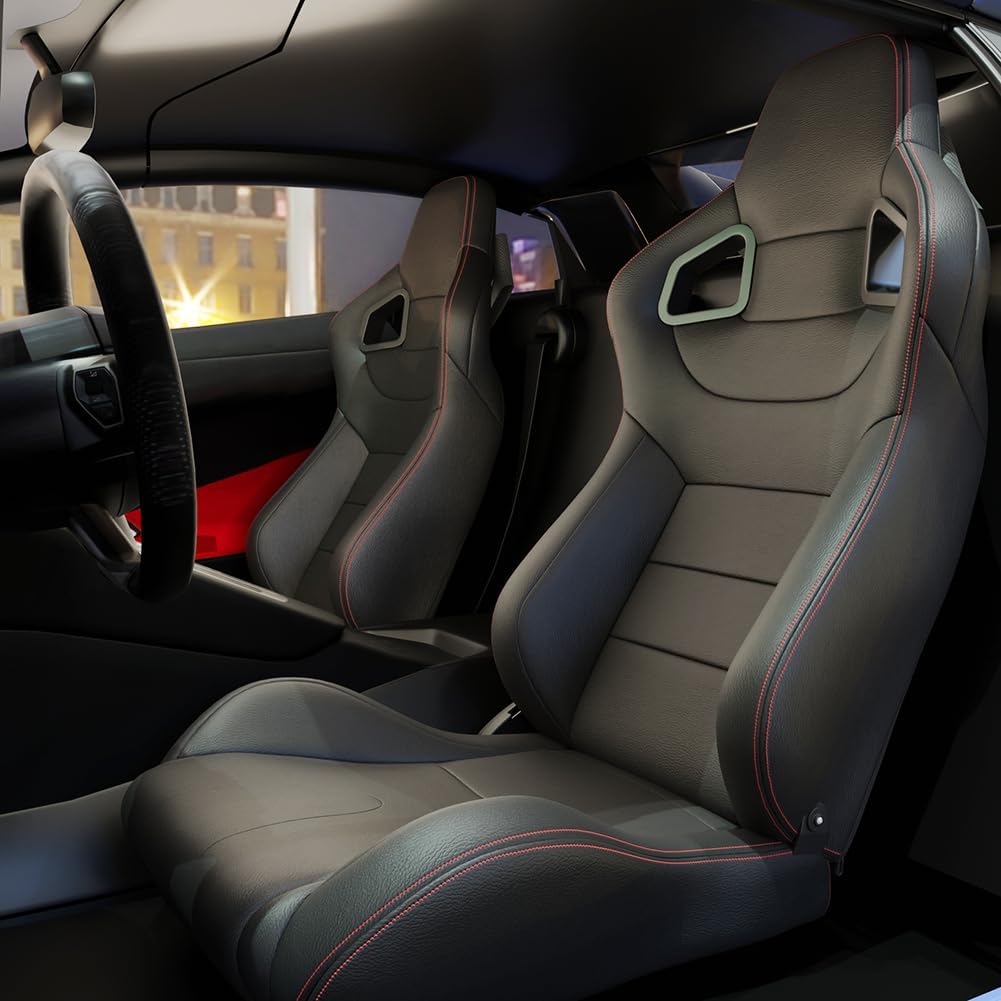 Red Stitch PVC Leather Racing Seats U5875