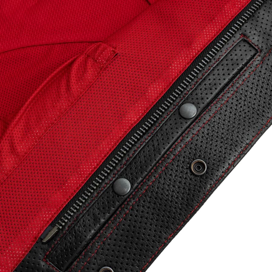 Mens Motorcycle Biker Riding Leather Vest with Mesh lining and Conceal Carry Pockets G8606