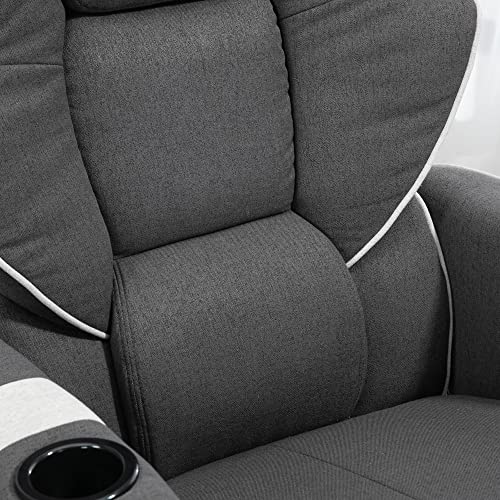 Black Manual Recliner Swivel Lounge Armchair with Footrest and Two Cup Holders X512