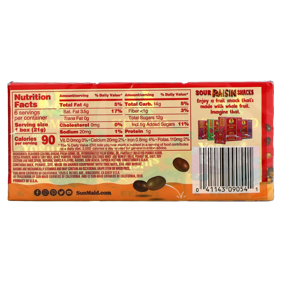 Yogurt Covered Raisins 6 Boxes 0.75 oz R5013