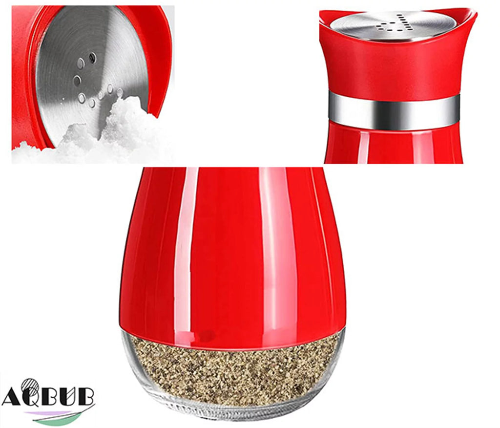 4 oz Glass Salt and Pepper Bottle Set with Stainless Steel Lid E787