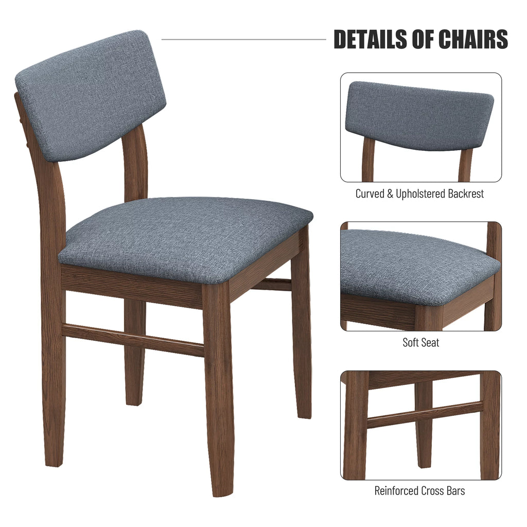 Grey Rubber wood Dining Table Set with 2 Benches and 2 Chairs W270