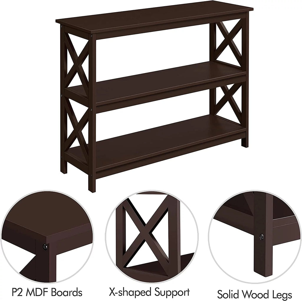 Espresso 3-Tier Console Table with Storage Shelves X57130