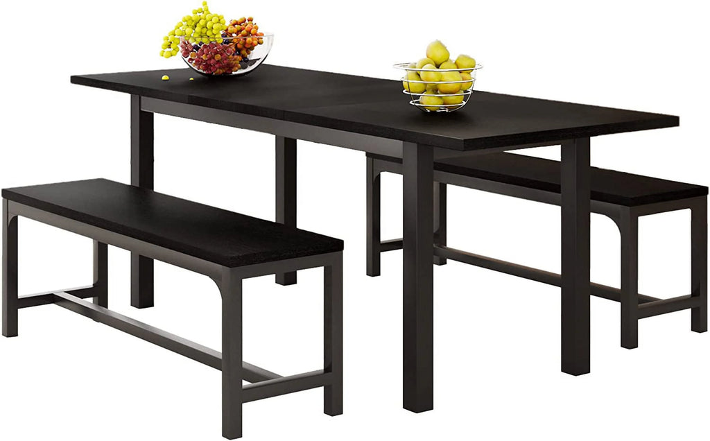 Space Saving Extendable Dining Table Set with Benches I7132