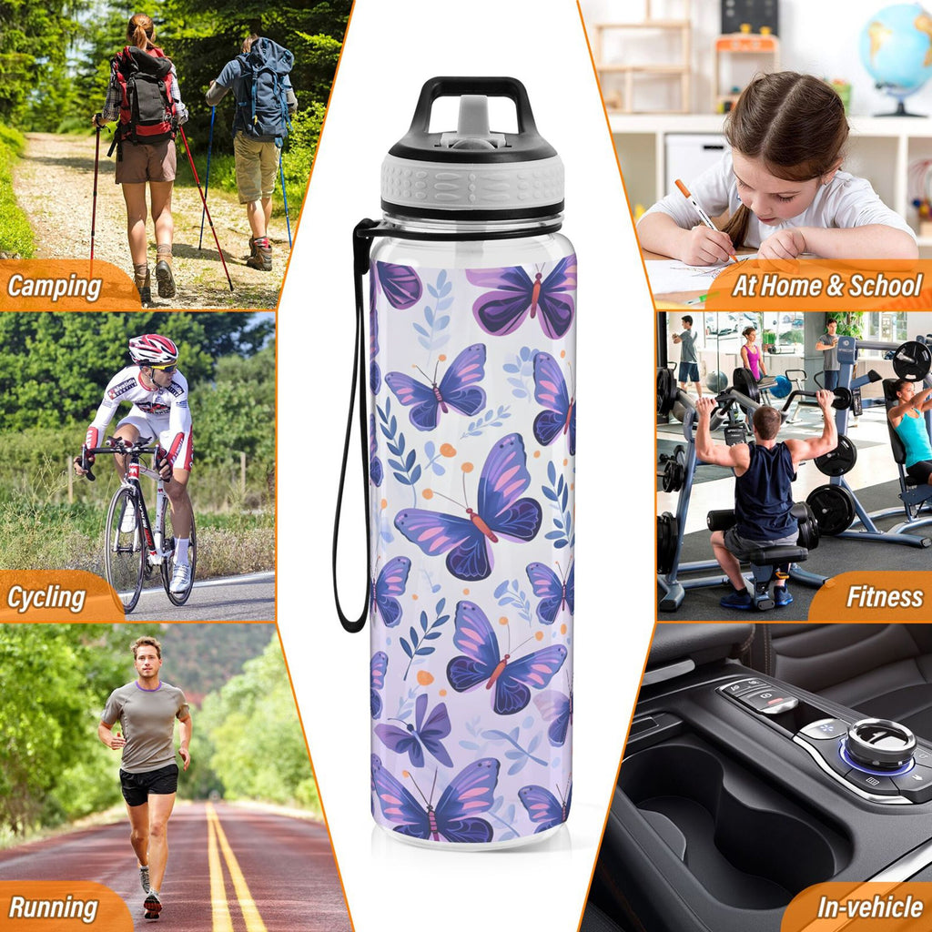 Purple 32oz Tritan Leakproof Water Bottle with Straw T3959