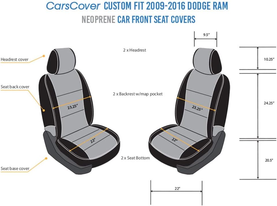 Gray & Black Neoprene Front Seat Covers for Pickup Truck Q634