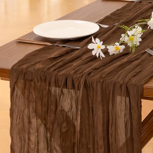 Burgundy Red Cheesecloth Table Runner 120 inch F161861