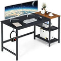 59 Inch Computer Desk with Charging Station and 2 Tier Shelves C9229