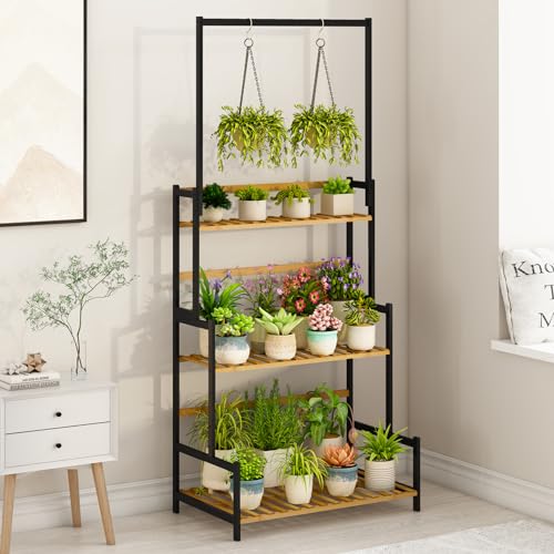 3 Tier Bamboo Foldable Plant Stand Shelf Rack J86471