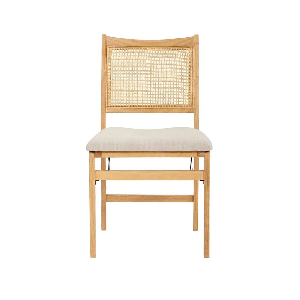Natural Wood Folding Side Chair with Woven Cane Back U720