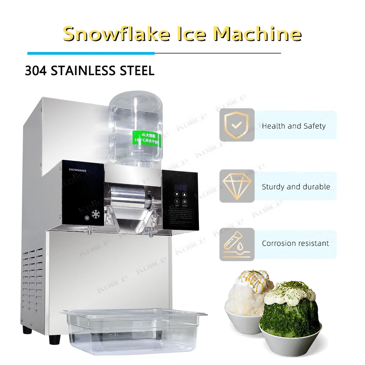 Commercial Automatic Snowflake Ice Maker, Shaved Ice Machine, Ice Crusher Shaver H92116