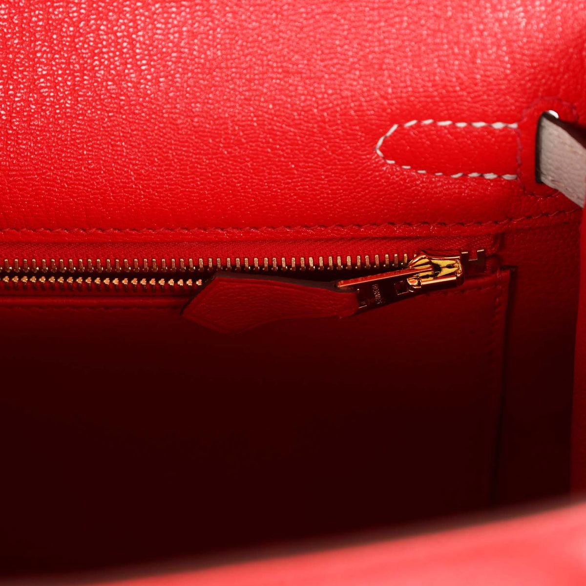 Kelly Sellier 25 Rouge De Coeur and Gris Perle Chevre Mysore Handbag A744600