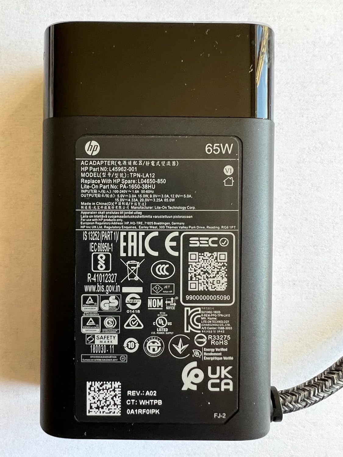 HP 65W USB C Replacement Power Adapter Pack of 2 L635560