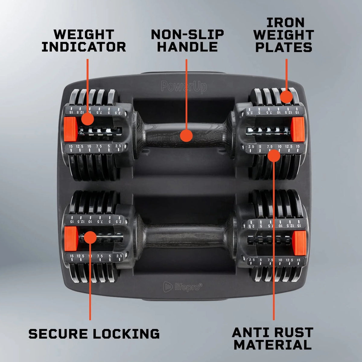15 Pound Adjustable Dumbbells Set, 2 Pcs L1634