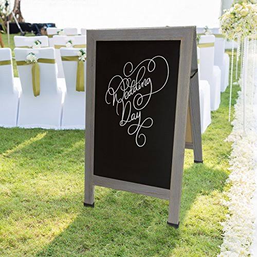 Heavy-Duty Sandwich Board Sidewalk Chalkboard Sign with Chalk Markers, Stencil Set, Chalk, Eraser D903449