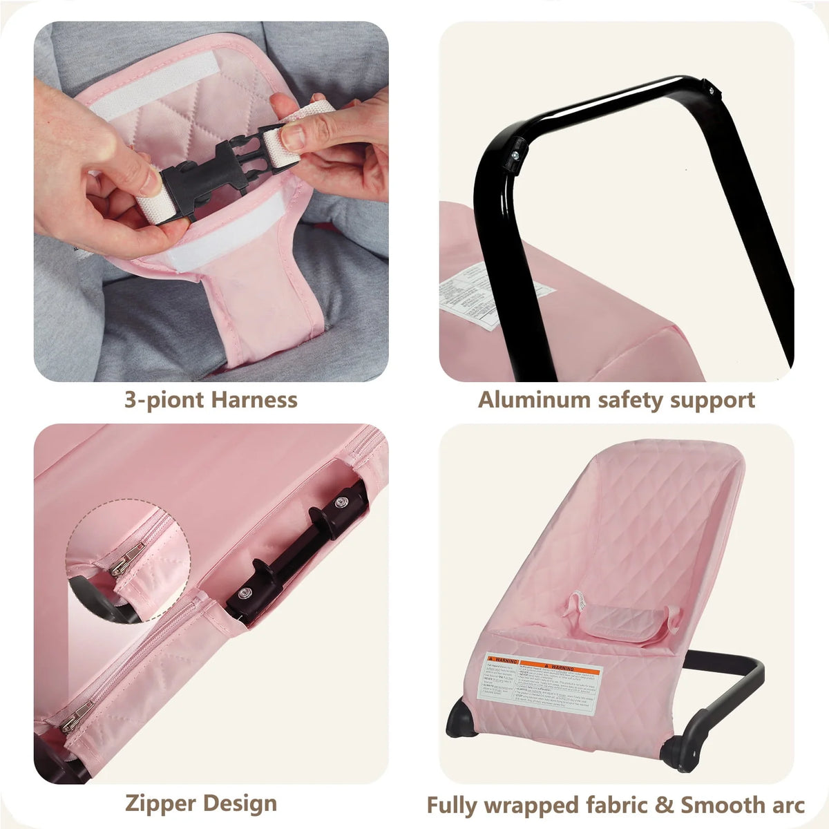 Baby Bouncer 3 in 1 Folding Rocker Seat Grey H15774