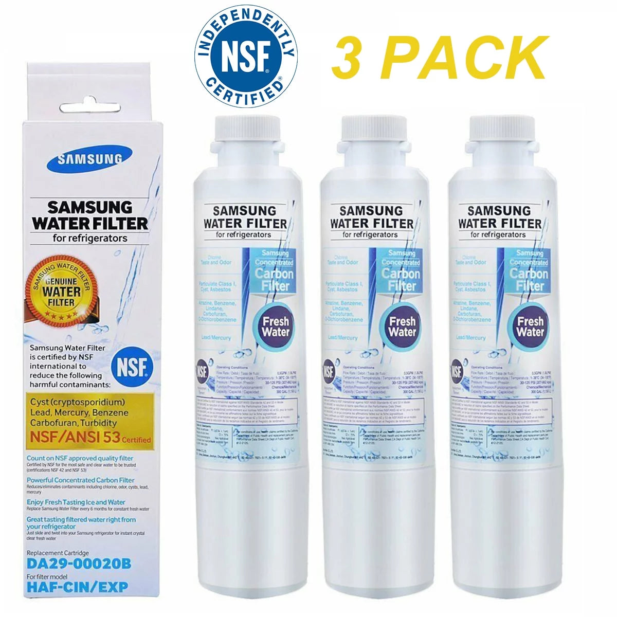 Pack of 3 Refrigerator Water Filter N53792