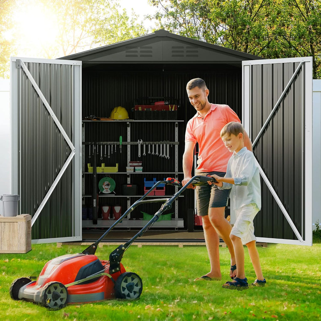Black 6 x 4FT Metal Outdoor Storage Shed L586327