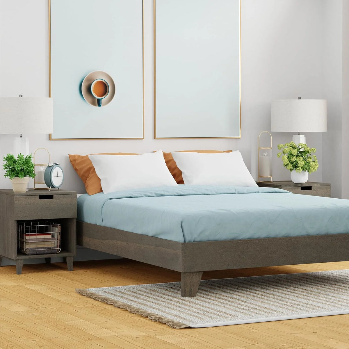 Queen Wood Bed Frame Pine F56722