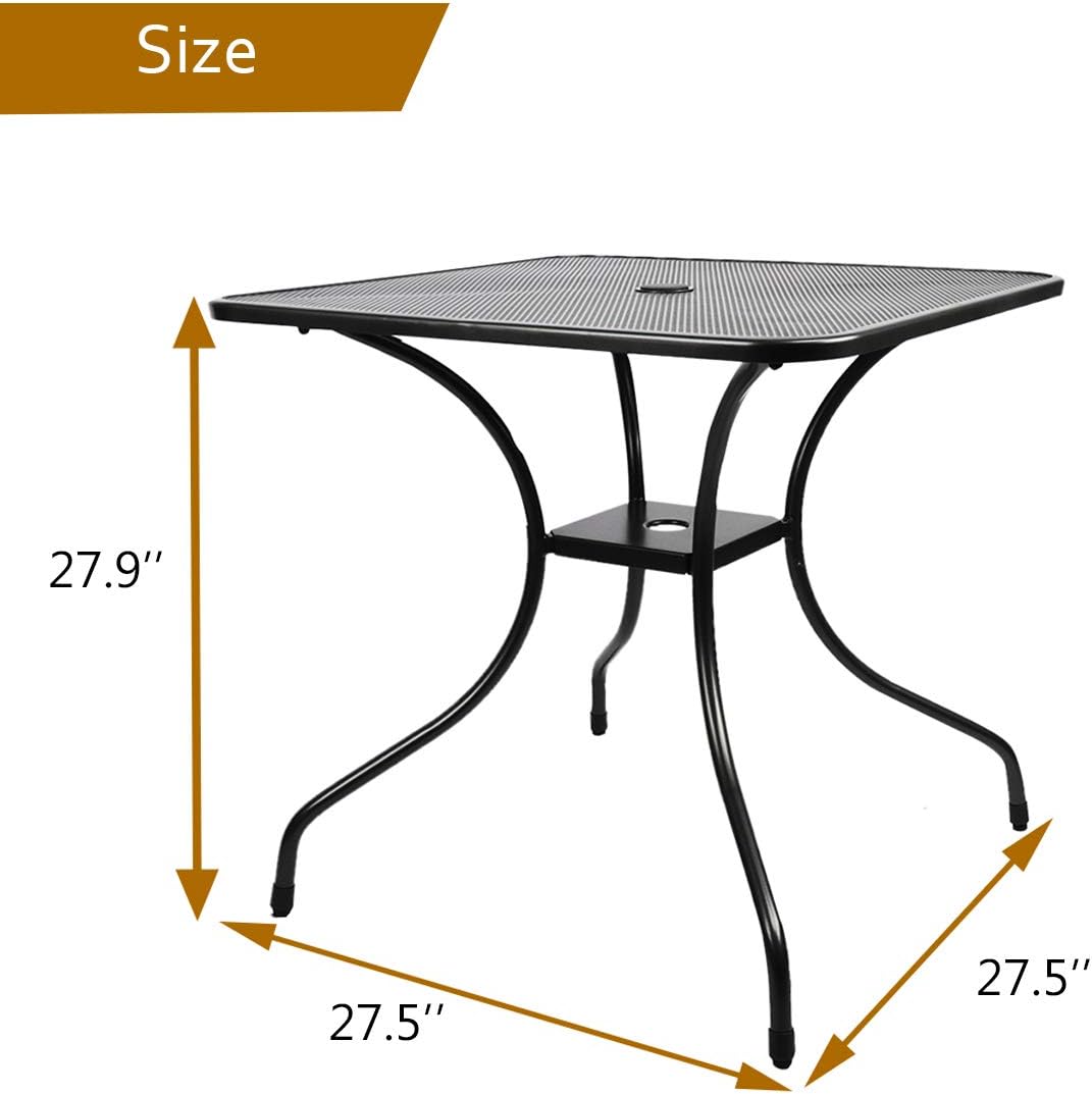 Outdoor Cast Iron Square Bistro Table with Umbrella Hole O68043