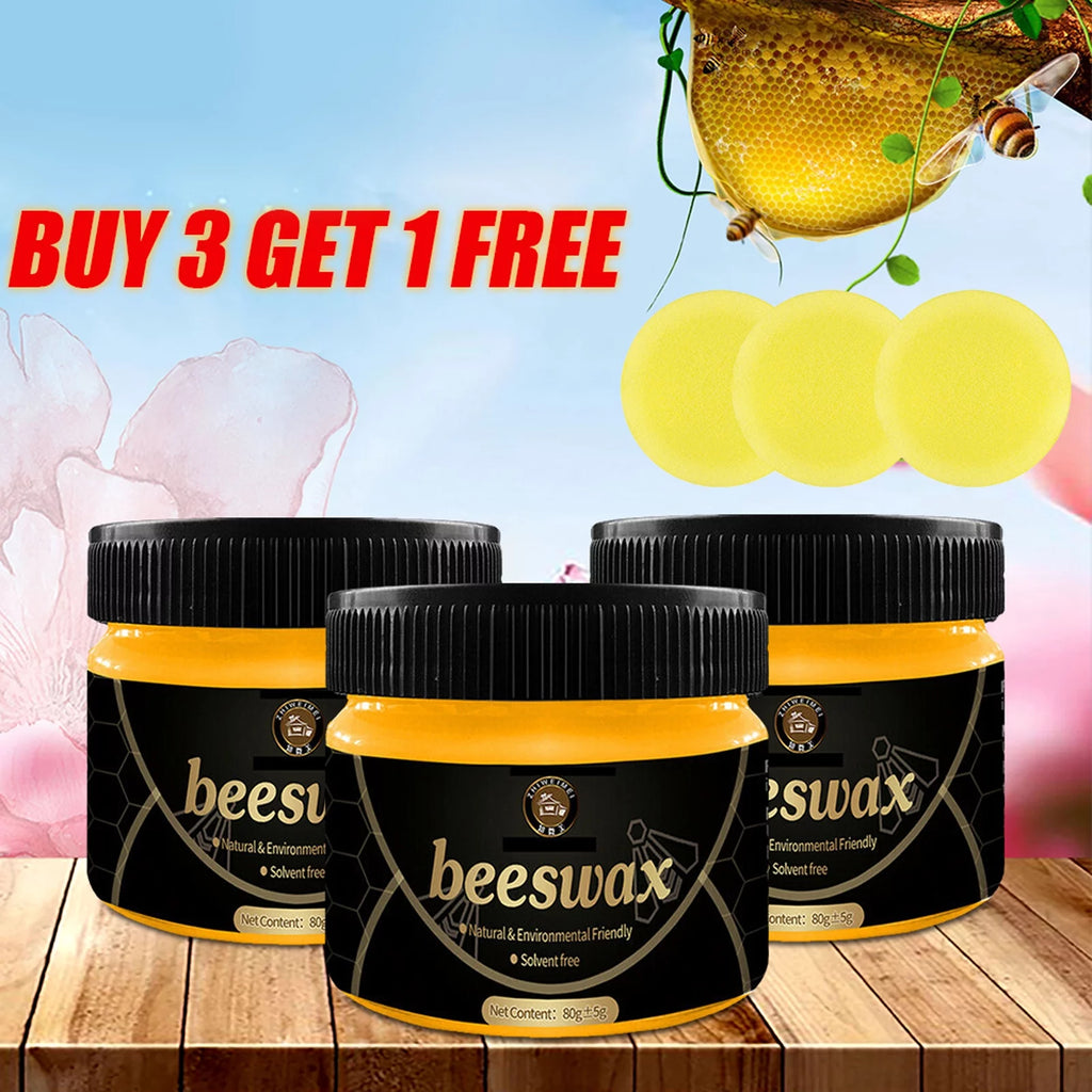 Natural Beeswax Wood Furniture Cleaner and Polish Set of 4 W4641