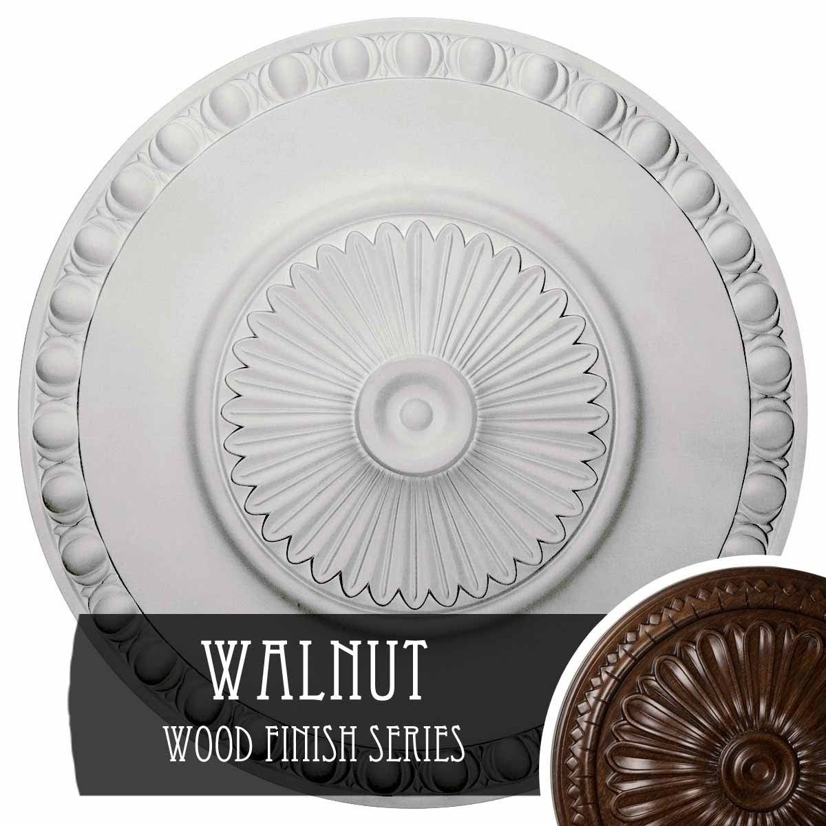 23 1/2x22OD x 3 1/4x22P Hand-Painted Walnut Ceiling Medallion B915