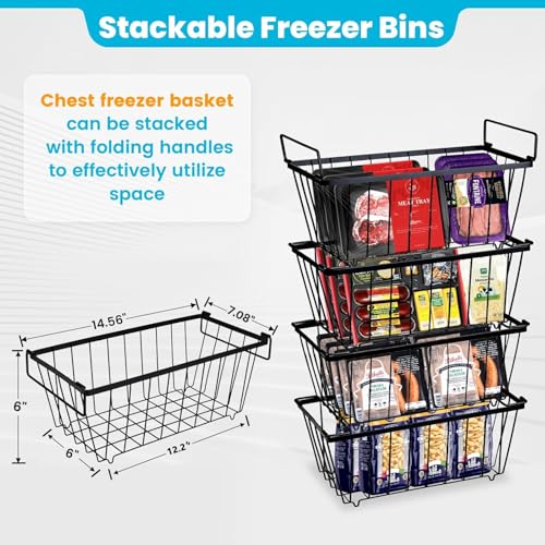 6 Pack Black Freezer Organizer Bins Y778