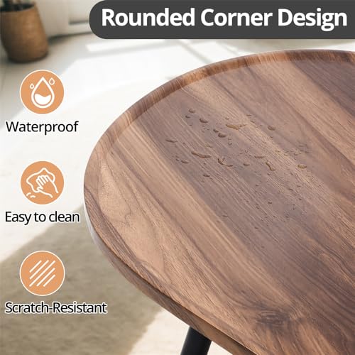 Oval Coffee Table with Metal Legs, Walnut 23.6" D x 47.2" W x 18.5" H C869199